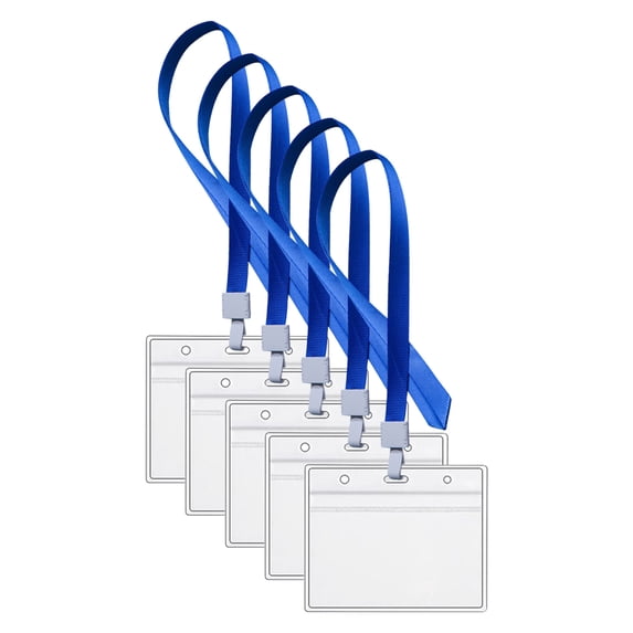 3/5/10Pcs Clear ID Badge Holder With Lanyard, Zip Seal Weather Resistant, Vertical Plastic Sleeve Pouch, Portable Name ID Badge Holder With Detachable Quick Release Snap Buckle(Clear1,4.5x3.9")