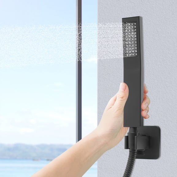 3.5*20.32cm Brass Hand Held Shower Head Matte Black Luxury Showerhead Kit for Bathrooms Showers