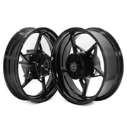 3.5/5.5 x 17 Gloss Black Front + Rear Wheels Rims for Kawasaki Z900 ZR900 17-24 2017 2018 2019 2020 2021 2022 2023 2024 Powder Coated Aluminum Alloy A365