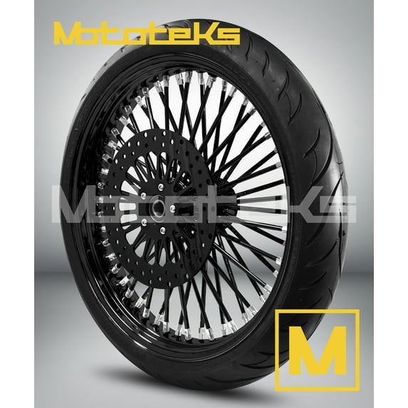 3.5 52 DNA HARLEY SOFTAIL MODEL STAINLESS STEEL USA BUILT/ 1984-1999 / (BLACK RIM/HUB/SPOKE) / & BLACK TIRE