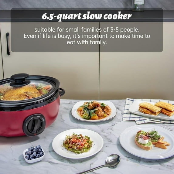 3.5/ 6.5 Quart Slow Cooker, Removable Aluminum Stir-Fry Cooker, Adjustable Temperature, Perfect For Stews And Soups