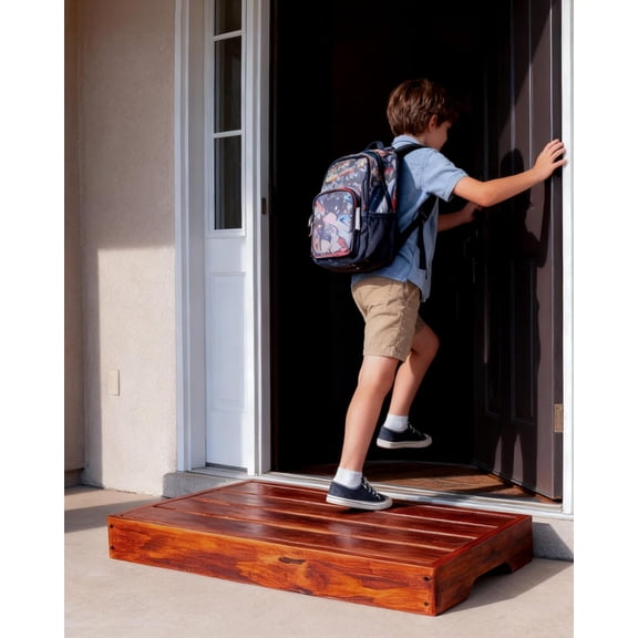 3.5"/6" Heightable Wooden Outdoor Step (30" Length), 800 Lbs Step Stools for Adults with 4 Additional Legs & Anti-Slip Traction Tape, One Step Stool for Elderly, Adults, Kids (30" L x 16" W)