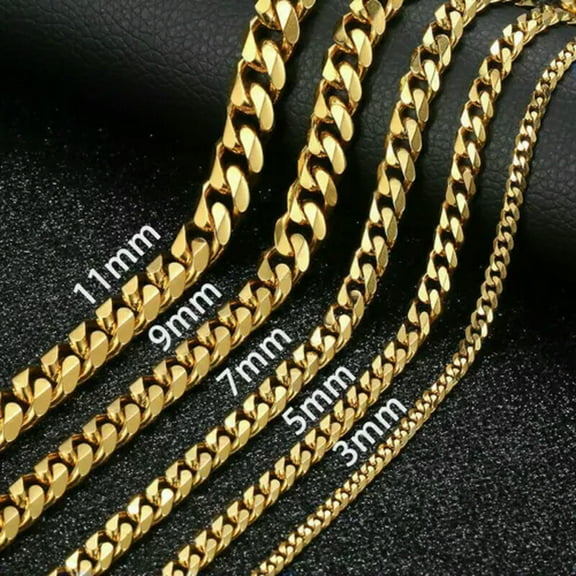 3/5/7/9/11mm Silver/Gold Stainless Steel Cuban Link Necklace Chain Choker 16-24"
