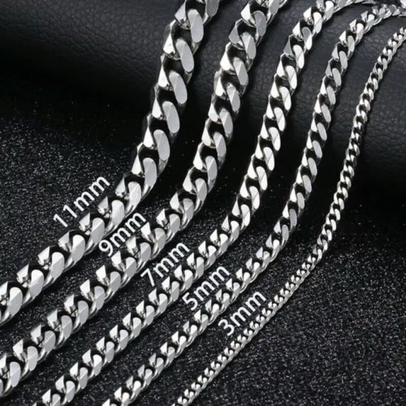 3/5/7/9/11mm Stainless Steel Silver/Gold Plated Mens Cuban Curb Necklace Chain