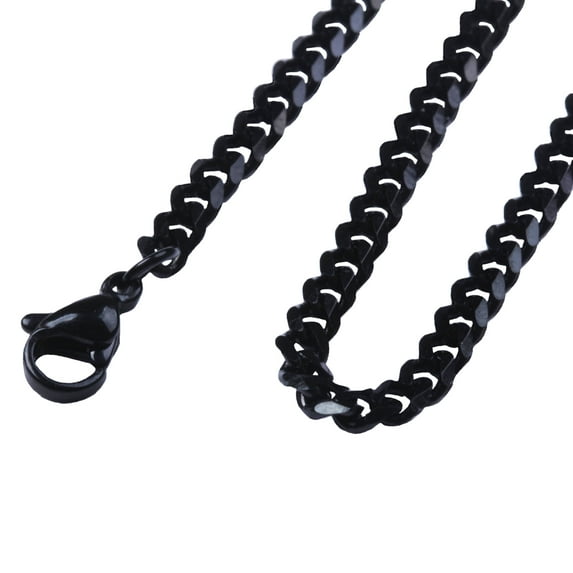 3.5-7mm 18"-40" Black Stainless Steel Curb Chain Necklace