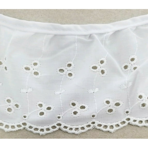 3-5/8" Ruffled Gathered Embroidery Eyelet Trimming - 6 Total Yards!