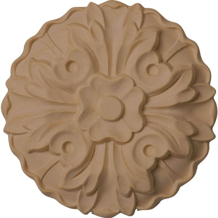 3 5/8"W x 3 5/8"H x 5/8"P Kent Floral Round Rosette, Maple
