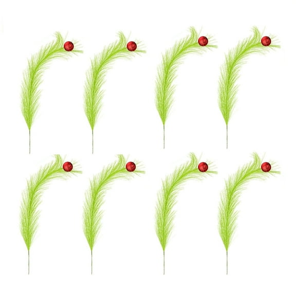 3/5/8Pcs Christmas Tree Topper Red Berry Green Xmas Tree Artificial Picks 17'' Elf Ornaments Stems Faux Fluffy Pampas Grass Decor for Holiday Centerpieces Wreath Home
