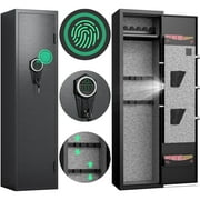 3-5 Biometric Fingerprint Gun Safe for Guns and Pistols, Quick Access Gun Safe with Silent Mode and Alarm System, Gun Cabinet with Removable Shelf and 3 Adjustable Gun Slots
