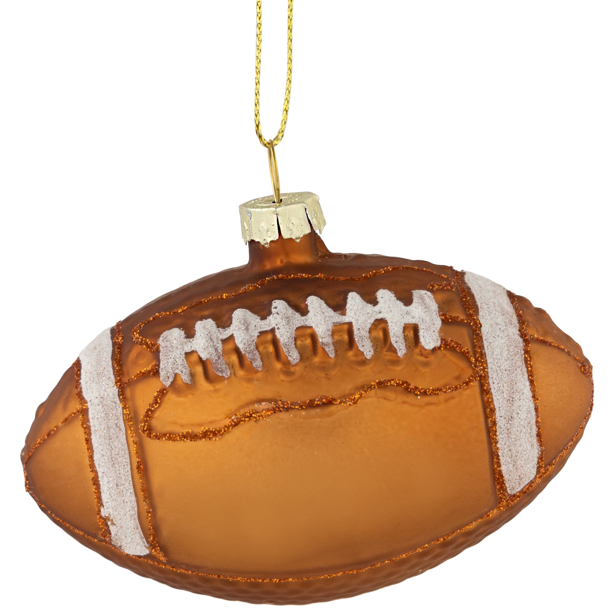 Northlight Football Glittered Glass Christmas Ornament - 3.5" - Brown