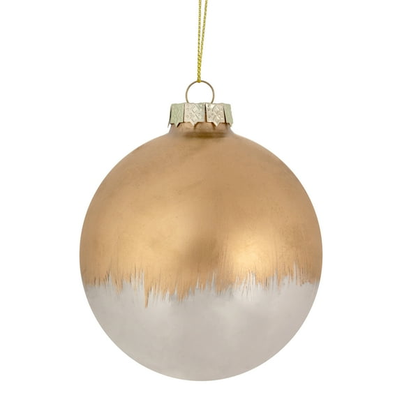 3.5" Brushed Gold and Silver Glass Ball Christmas Ornament