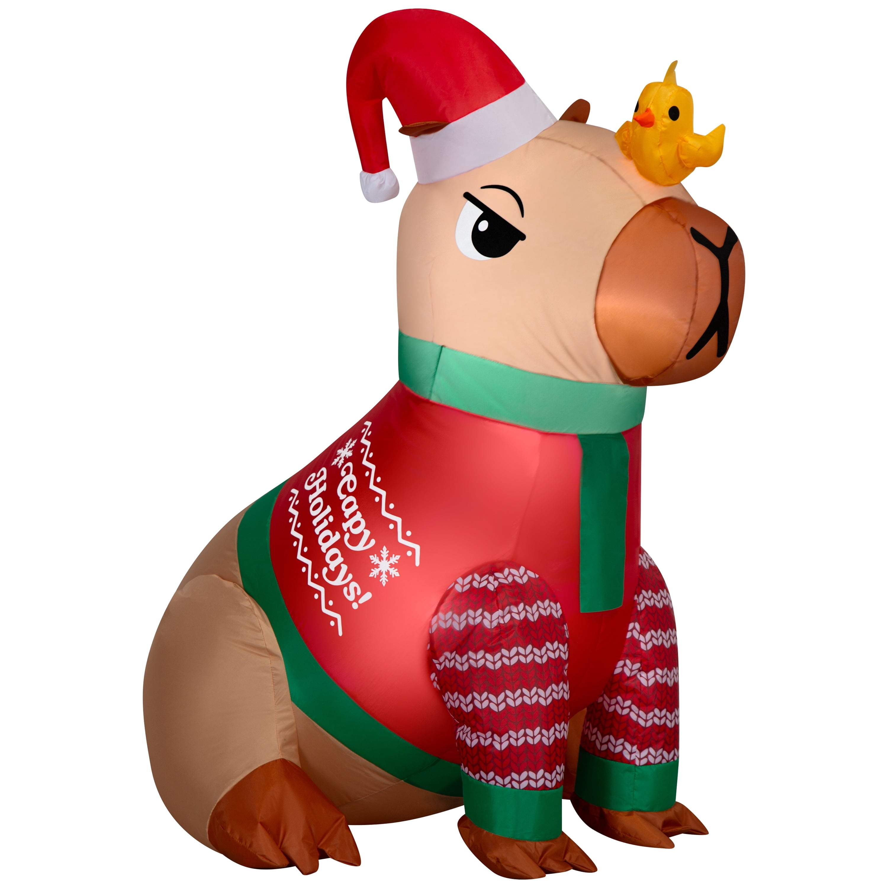 Multicolor Capybara Christmas Airblown Yard Inflatable, 3.5', by Holiday Time
