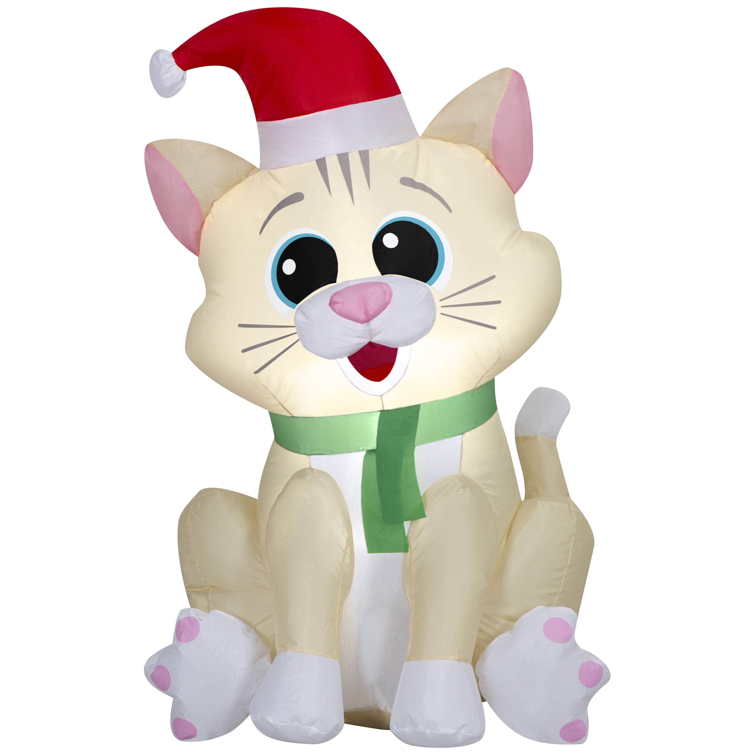 Multicolor Kitty Cat Christmas Airblown Yard Inflatable, 3.5', by Holiday Time