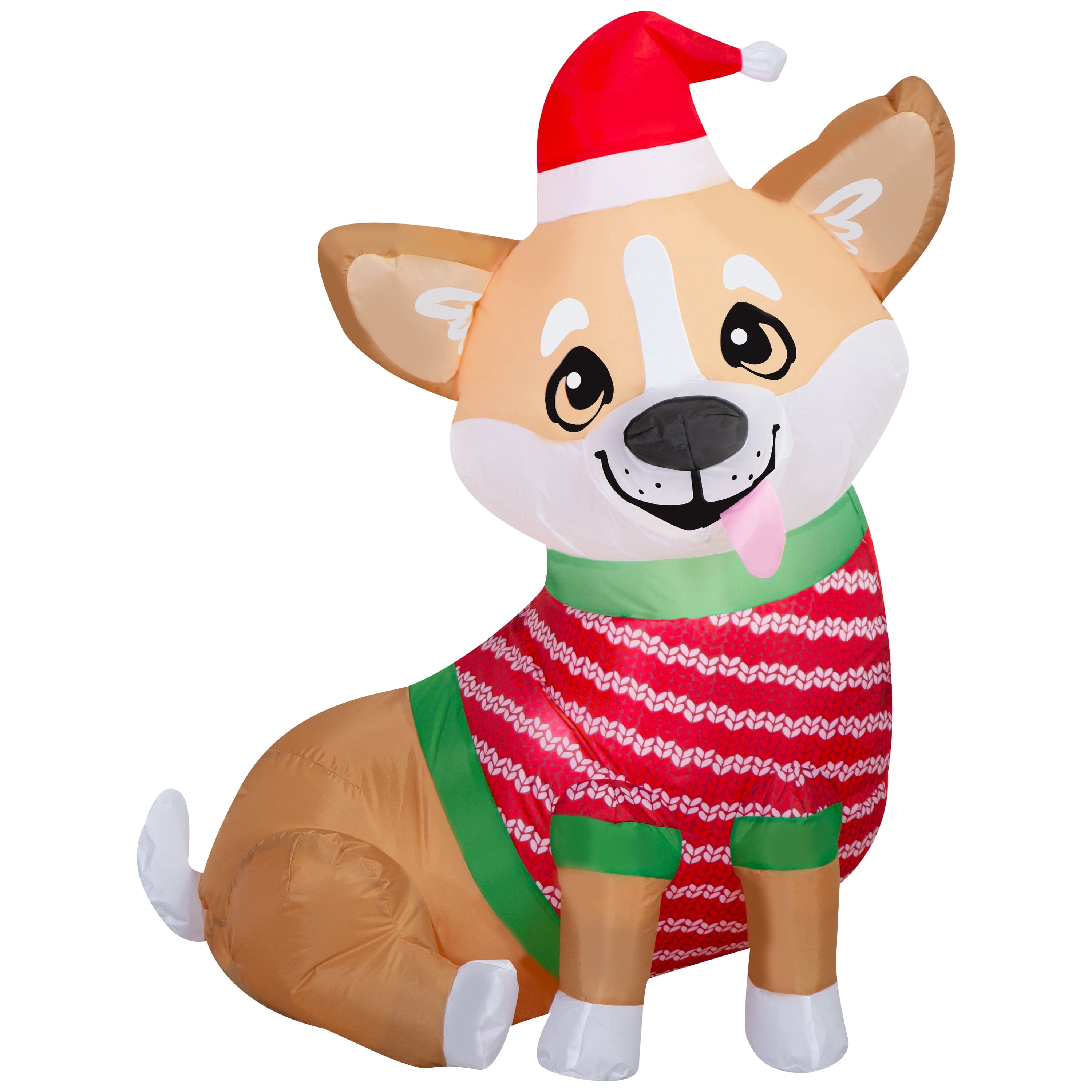 Multicolor Corgi in Sweater Christmas Airblown Yard Inflatable, 3.5', by Holiday Time