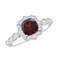 thumbnail image 1 of Rosec Jewels Real Garnet Vintage Inspired Engagement Ring - Cushion Cut Garnet and Diamond Halo Ring - with Jewelry Box, 14K White Gold, US 4.00, 1 of 8