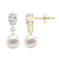 thumbnail image 1 of Rosec Jewels Cultured Freshwater Pearl Drop Earrings for Women - AAA Quality - Bridal Earrings - Jewelry Box Included, 10K Yellow Gold, 1 of 6