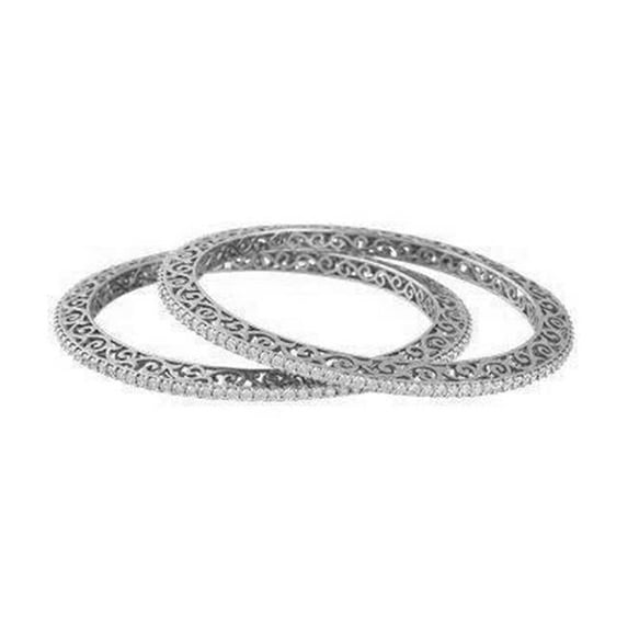 3.5 CT Women Round Diamond Bangle - White Gold