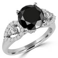 thumbnail image 1 of 3.5 CTW Round Black Diamond Vintage Three-Stone Engagement Ring in 14K White Gold - Size 3.75, 1 of 1