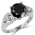 thumbnail image 1 of 3.5 CTW Round Black Diamond Vintage Three-Stone Engagement Ring in 14K White Gold - Size 4, 1 of 1