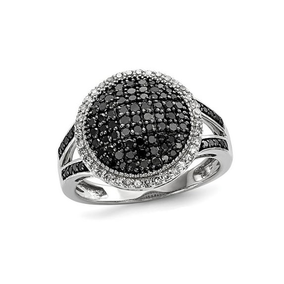 3/5 Carat (Ctw) Black Diamond Cluster Ring in Sterling Silver