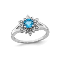 3/5 Carat (Ctw) Blue Topaz Flower Ring in Sterling Silver