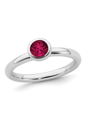 Gem & Harmony 3/5 Carat (Ctw) Lab-Created Ruby Ring in Sterling Silver for Women