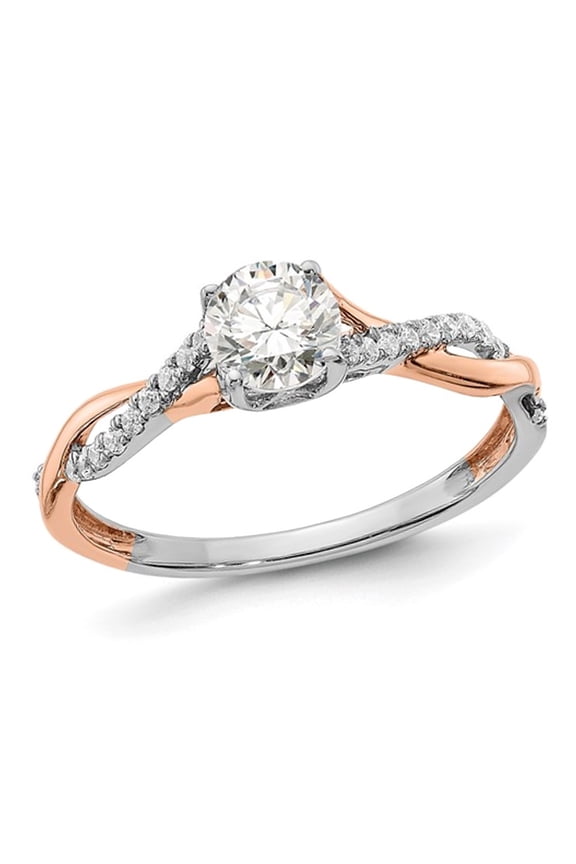 3/5 Carat (Ctw SI1-SI2, G-H-I) Lab-Grown Diamond Twist Engagement Ring in 14K White and Rose Gold (SIZE 7)