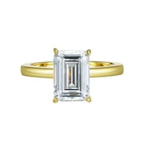 3.5 Carat Emerald Cut Engagement Ring CZ Simulated Gold Diamond Ring for Women 925 Sterling Silver Promise Rings for Her
