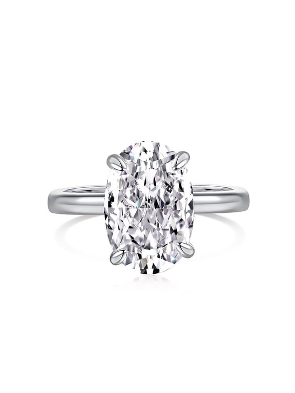 3.5 Carat Oval Cut Mossianite Engagement Ring S925 Sterling Silver Promise Wedding Ring for Women