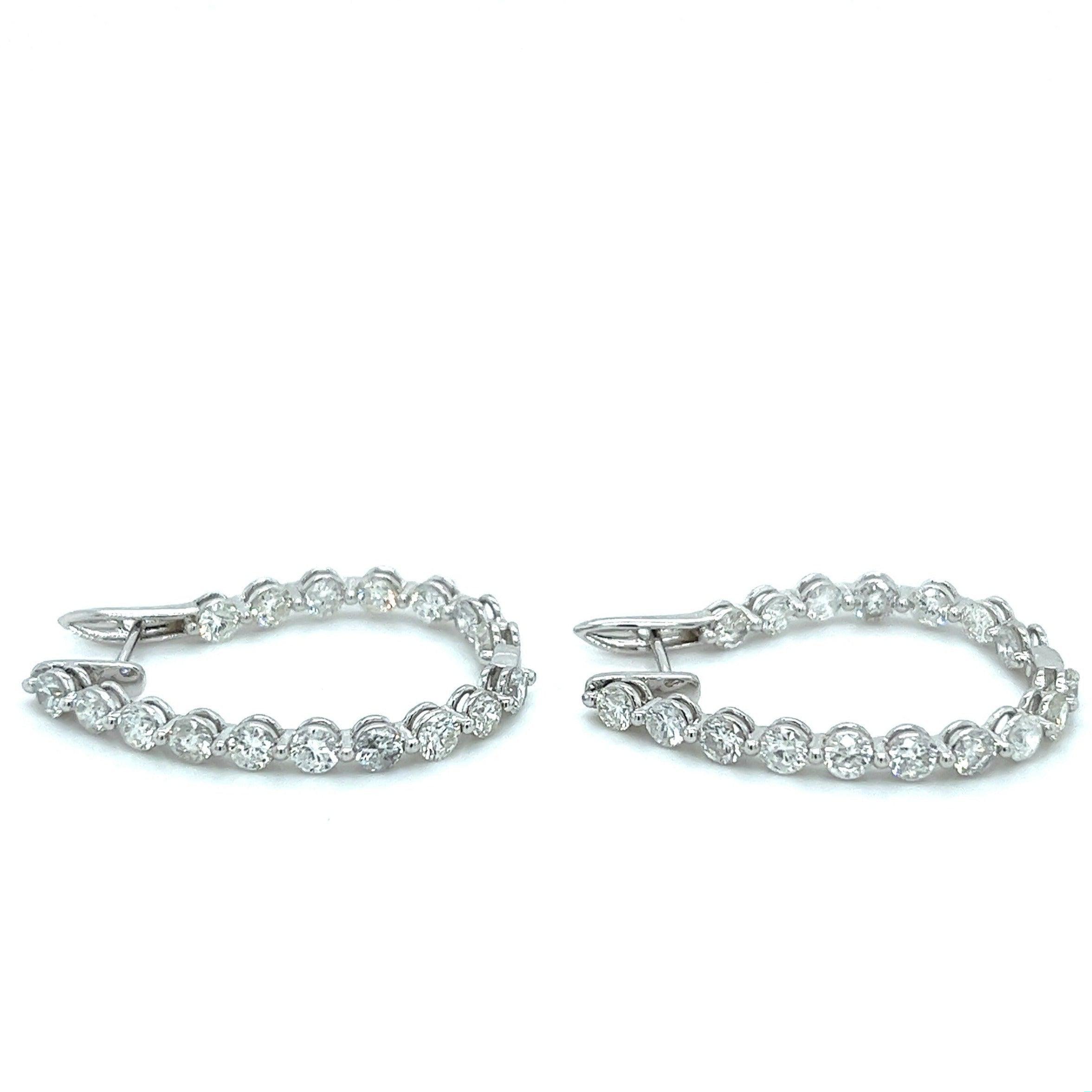 3.5 Carat Total Inside Out Round Diamond Hoop Earrings