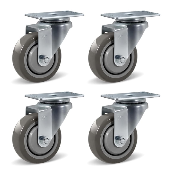 3.5" Casters Set of 4, Polyurethane Heavy Duty Casters Swivel Caster Wheels for Cart Furniture Workbench (4 Pack Swivel)