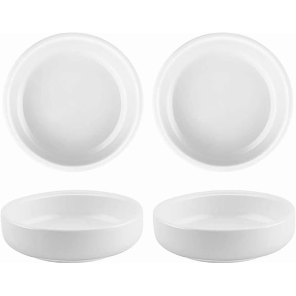 3.5" Ceramic Soy Dipping Dishes Set of 4 - Small Porcelain Seasoning Bowls, Multipurpose Single Color White Side Sauce Dinnerware for Serving