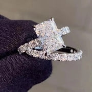 3.5 Ct Radiant Cut Simulated Diamond Bridal Set Engagement Ring 14K White Gold Plated 925 Silver