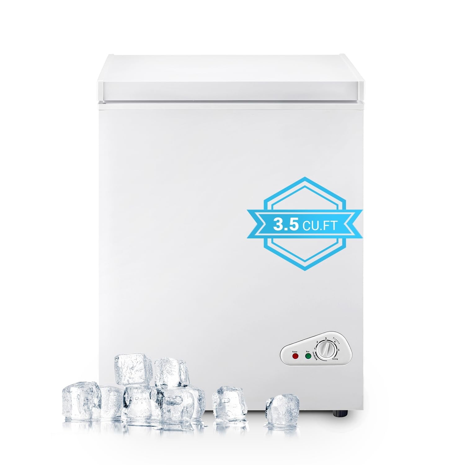 3.5 Cu.Ft Deep Freezer, Chest Freezer with Removable Basket, Small Freezer with 6 Levels Adjustable Temperature Mini Freezer for Home Kitchen Office Garage Bar, White