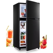 3.5 Cu.Ft Mini Fridge Freezer, 2 Door Small Refrigerator, 7 Level Adjustable Thermostat Freezer Fridge for Living Room, Kitchen and Apartment, Black