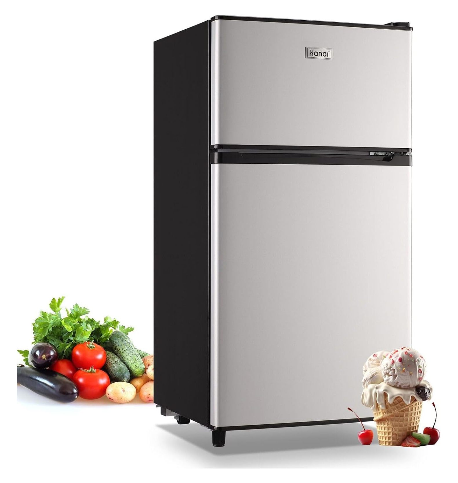 3.5 Cu.Ft Mini Fridge with Freezer Dual Door Fridge with 7 Level