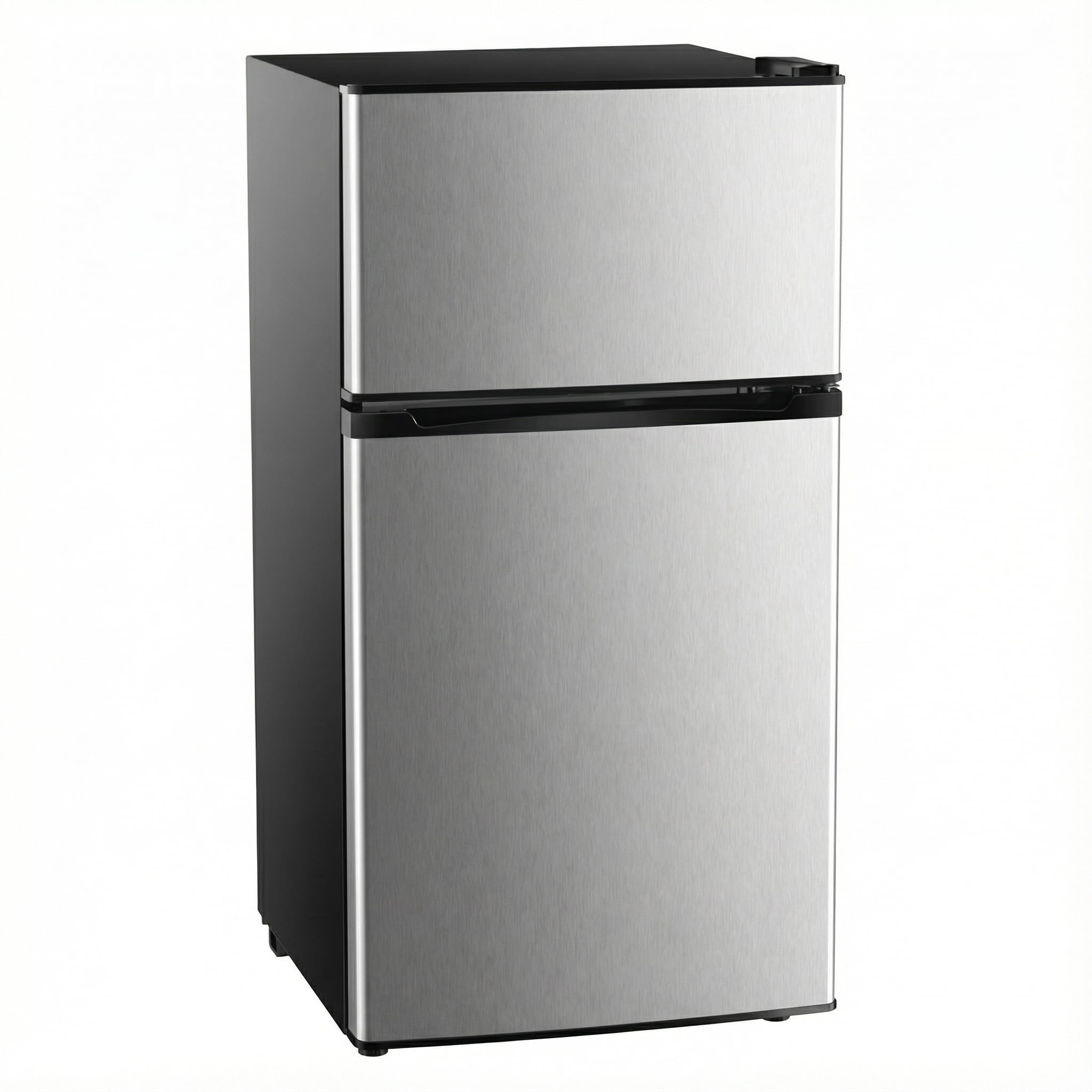 3.5 Cu.Ft Mini Fridge with Freezer Dual Door Fridge with 7 Level Adjustable Thermostat Refrigerator for Dorm, Office, Kitchen, Silver
