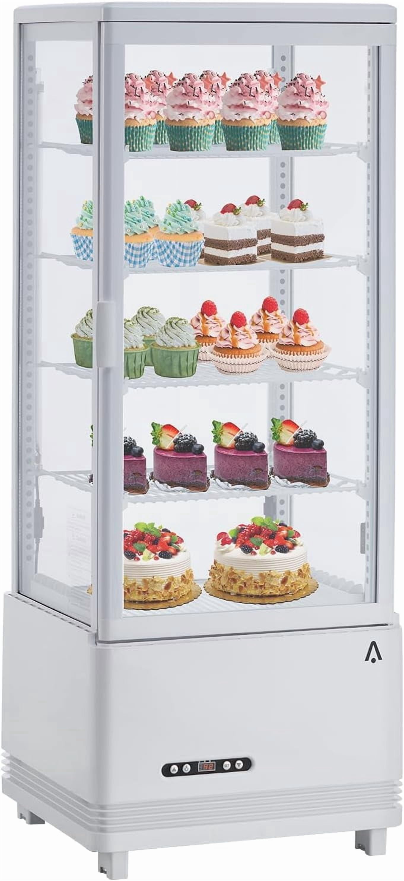 3.5 Cu. ft./98L Commercial Display Refrigerator, 4 Tier White Countertop Pastry Display Case, Refrigerated Display Case with LED Lighting Air-Cooling