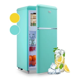 Compact Refrigerator Mini Fridge with Freezer, 3.2 Cubic Feet Retro Dual  Door Small Refrigerator by WANAI with 7 Temp Modes, LED Lights, Removable  Shelves, Ideal for Bedroom, Dorm, Office, Apartment 