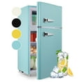 thumbnail image 1 of 3.5 Cu.ft Compact Refrigerator WANAI Dual Doors Handles Mini Fridge with Top Freezer Blue New, 1 of 9