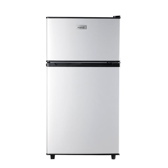 3.5 Cu ft Two Door Mini Refrigerators,Mini Fridge with Freezer, Silvery