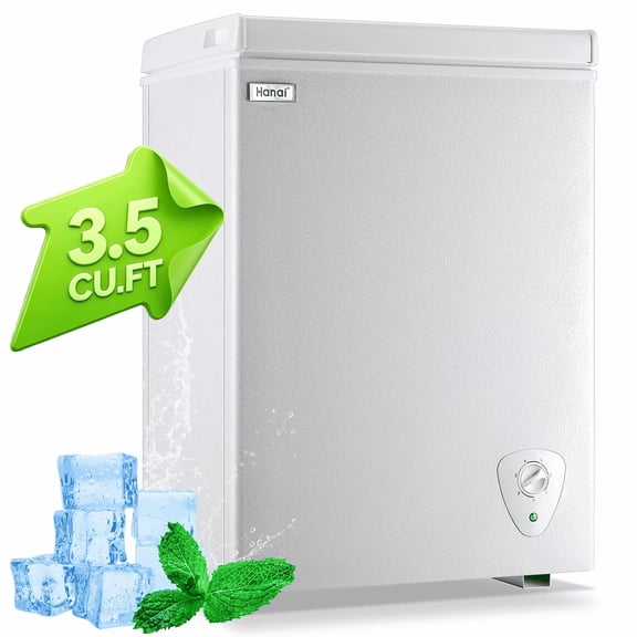3.5 Cubic Chest Deep Freezer, with Removable Storage Basket, 7 Gears Temperature Control, Energy Saving, for Office Dorm or Apartment