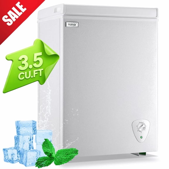 3.5 Cubic Chest Deep Freezer, with Removable Storage Basket, 7 Gears Temperature Control, Energy Saving, for Office Dorm or Apartment