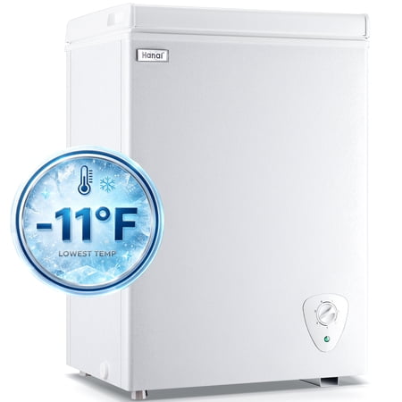3.5 Cubic Chest Deep Freezer, with Removable Storage Basket, 7 Gears Temperature Control, Energy Saving, for Office Dorm or Apartment