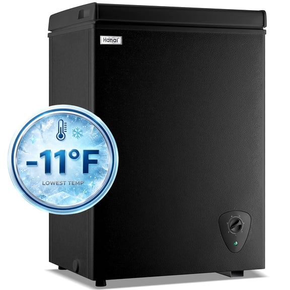 3.5 Cubic Chest Freezer, Compact Deep Freezer with Top Open Door and Removable Storage Basket, 7 Gears Temperature Control, Energy Saving, for Office Dorm or Apartment