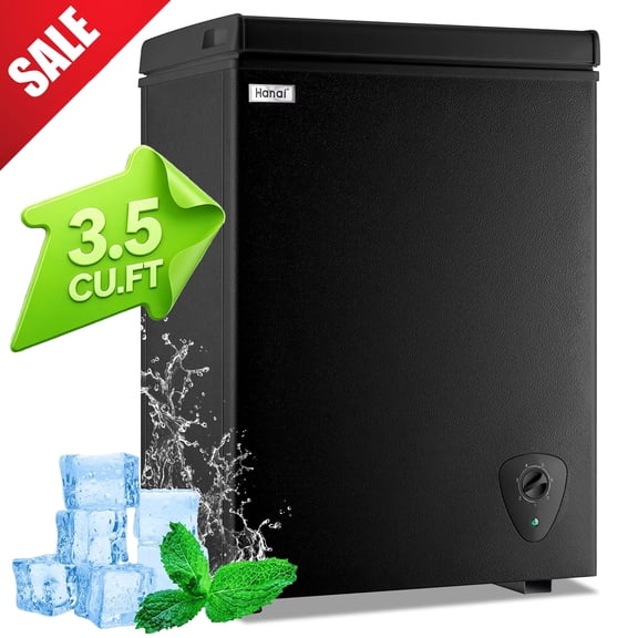 3.5 Cubic Chest Freezer, Compact Deep Freezer with Top Open Door and Removable Storage Basket, 7 Gears Temperature Control, Energy Saving, for Office Dorm or Apartment
