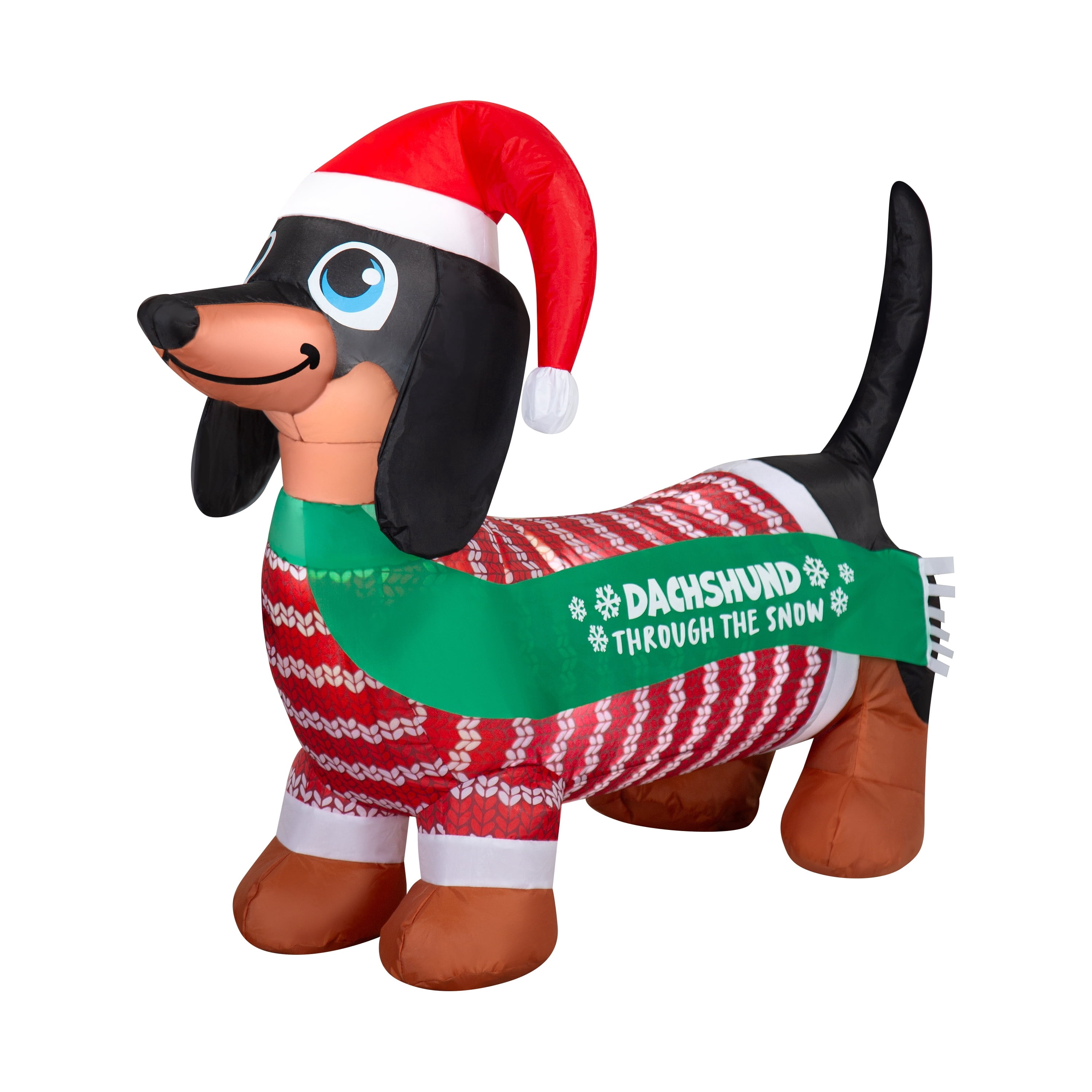 Multicolor Dachshund in Sweater Christmas Airblown Yard Inflatable, 3.5', by Holiday Time