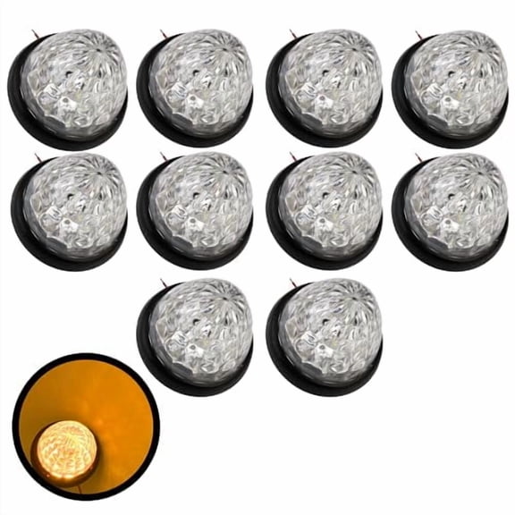3.5" Diameter 16 LED Round Cone Trailer Side Marker Lights 10x Amber Clear Lens