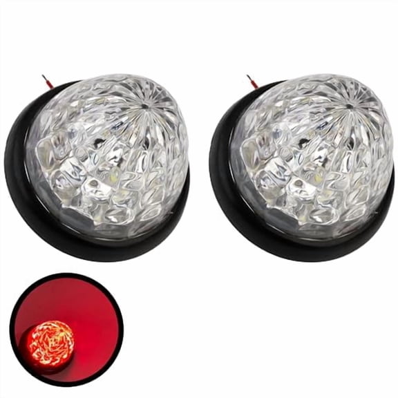All Star Truck Parts 3.5" Diameter 16 LED Round Cone Trailer Side Marker Lights 10x Red Clear Lens