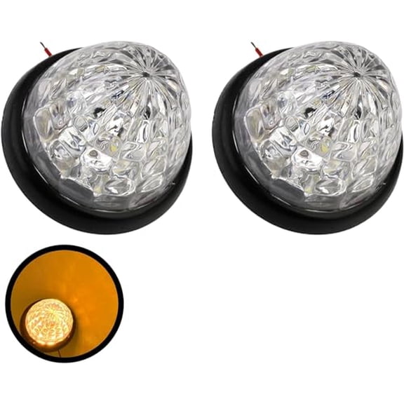 3.5" Diameter 16 LED Round Cone Trailer Side Marker Lights 2x Amber Clear Lens